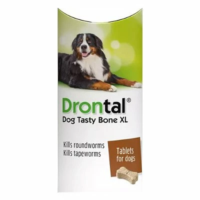Bayer Drontal Tasty Bone For Large Dogs 35Kg (77lbs) -Headsupfortails Shop Drontal dog tasty bone XL large dogs 09152023 043522