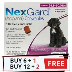 Nexgard Chewables For Large Dogs 24.1-60 Lbs (Purple) 68mg