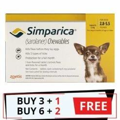 ZOETIS Simparica Chewables For Dogs 2.8-5.5 Lbs (Yellow)