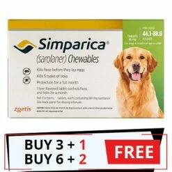 ZOETIS Simparica Chewables For Dogs 44.1-88 Lbs (Green)