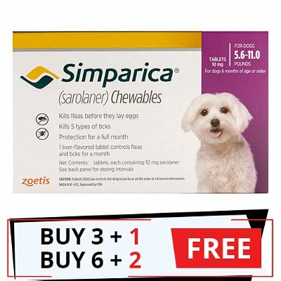 ZOETIS Simparica Chewables For Dogs 5.6-11 Lbs (Purple) 1 ZOETIS Simparica Chewables For Dogs 5.6-11 Lbs (Purple)