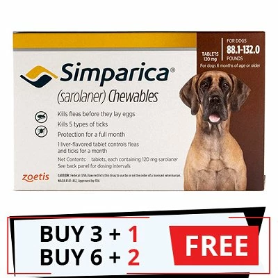 ZOETIS Simparica Chewables For Dogs Above 88 Lbs (Red) 1 ZOETIS Simparica Chewables For Dogs Above 88 Lbs (Red)
