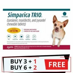 ZOETIS Simparica TRIO For Dogs 2.8-5.5 Lbs (Gold)
